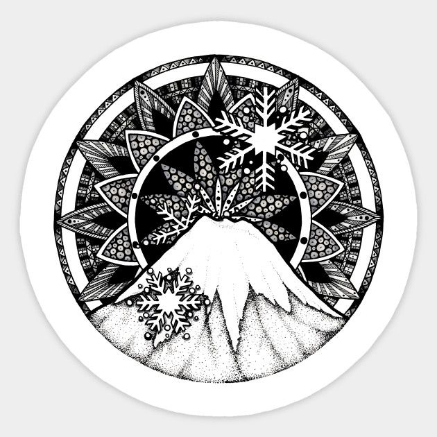 Winter Mountain Mandala - Seasonal - Sticker | TeePublic AU
